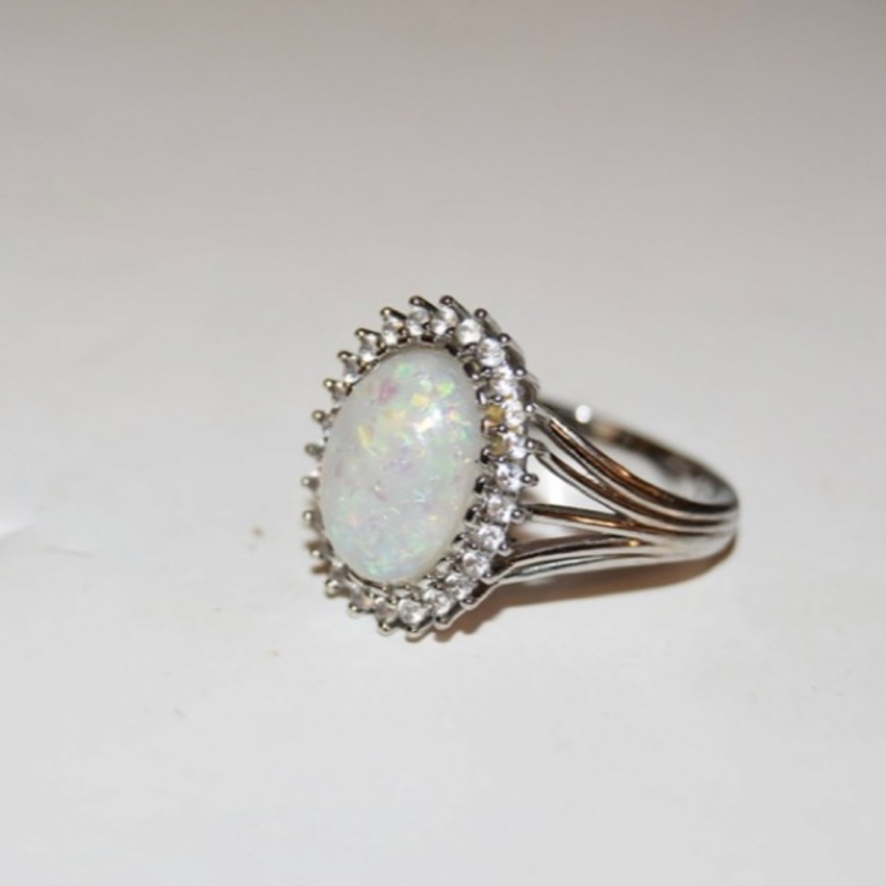 Vintage Sterling Silver 925‎ opal Ring sz 10 - Picture 2 of 5
